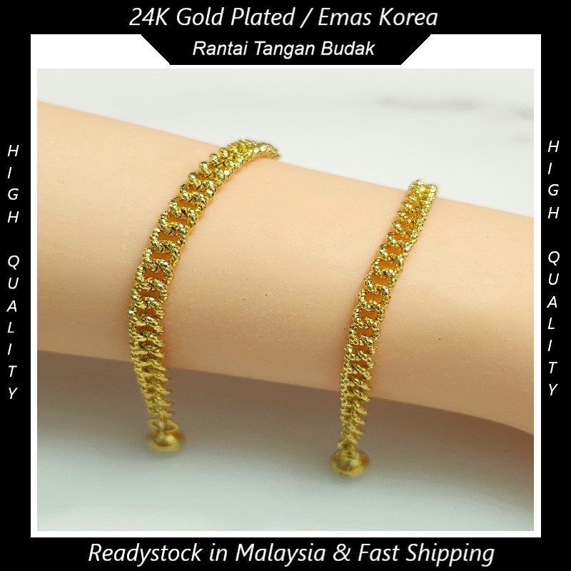 GHBBZSLL Gelang Emas Korea Tangan Budak Gelang Budak / สร้อยข้อมือชุบทองสําหรับเด็ก