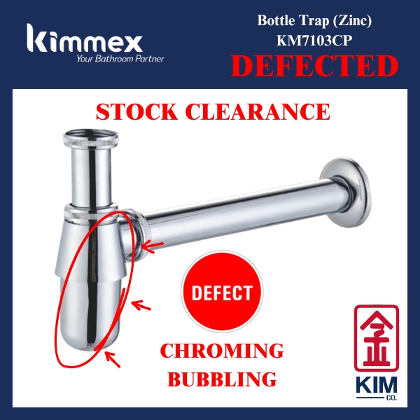 (ITEM DEFECTED "CHROMING BUBBLING") kimmex Zinc Basin Bottle Trap (KM7103CP)