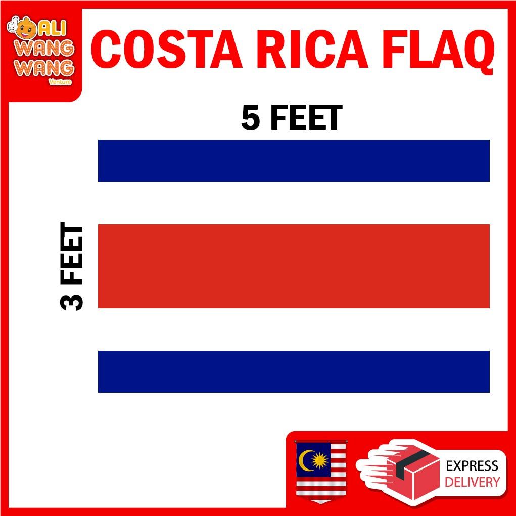 COSTA RICA FLAG / 3 X 5 KAKI / / BENDERA NEGARA COSTA RICA