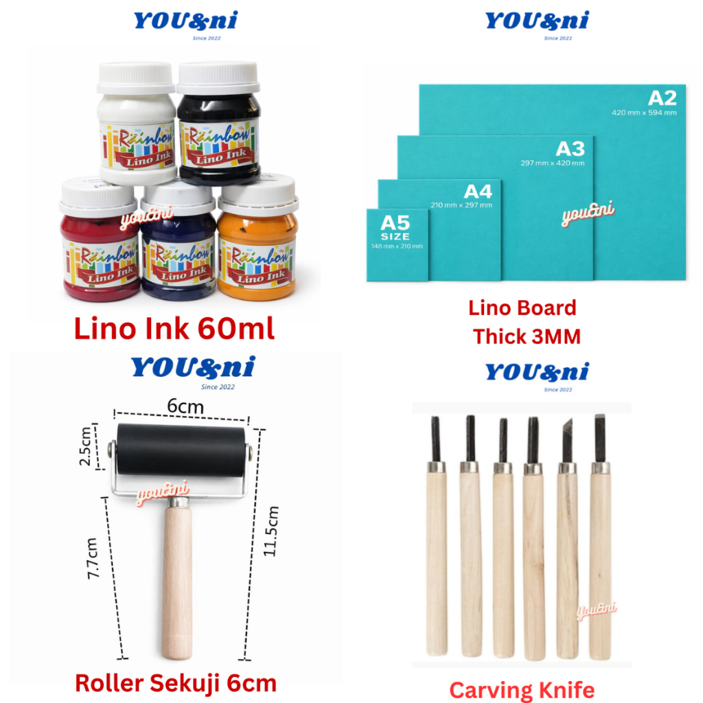 Lino Printing Ink 60g – Dakwat Cetakan / Linocut Block Printing Ink / Dakwat Seni DIY Art