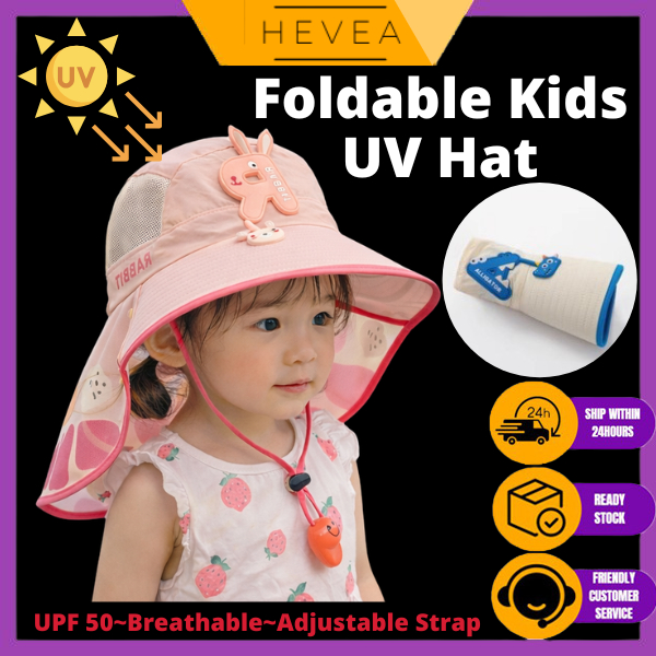 HEVEA เด็ก UPF50+ หมวกป้องกันแสงแดด Breathable ตาข่ายคอ Topi Kanak-Kanak Perlindungan Matahari UPF50