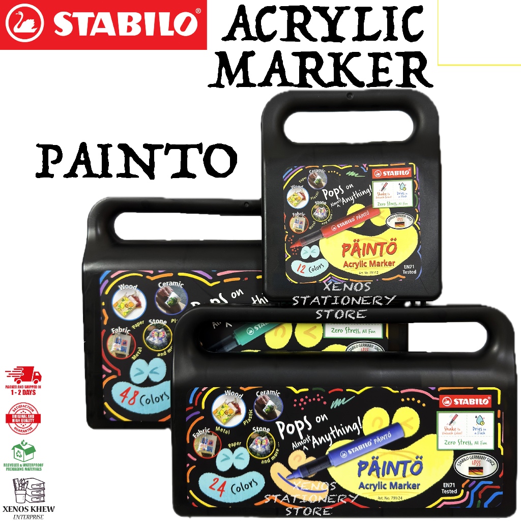 STABILO PAINTO ACRYLIC MARKER SET 12 COL / 24 COL / 48 COL | STABILO ACRYLIC MARKER PAINTO