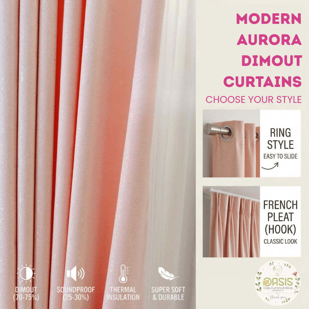Modern Soft Peach Dimout Curtains for Window & Door Super Soft French Pleat Hook/Ring