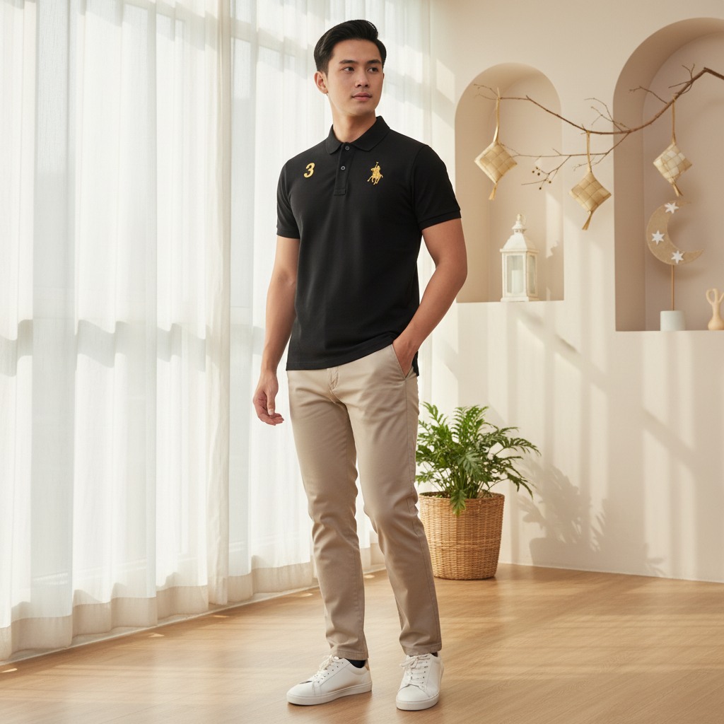 RCB Polo Club Men เสื้อโปโลแขนสั้นคอปก MTS12156 - สีดํา