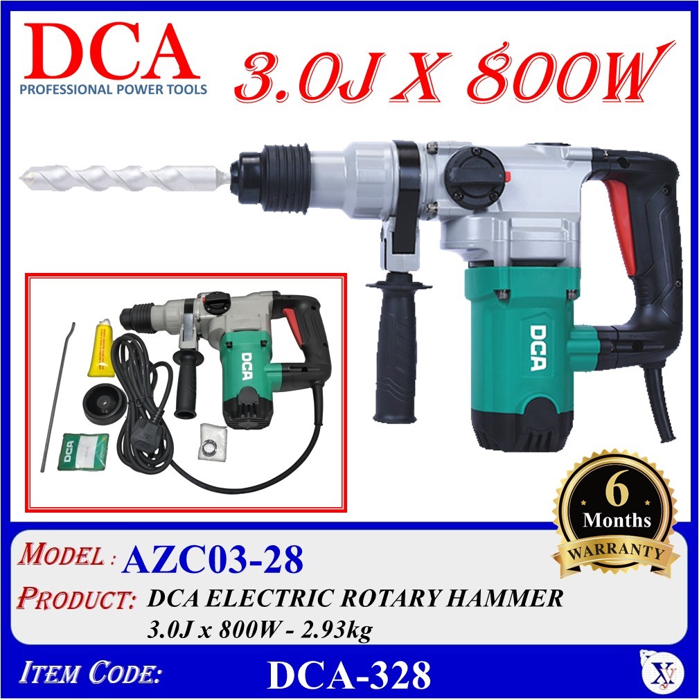 AZC03-28 DCA ELECTRIC ROTARY HAMMER 3.0J x 800W - 2.93kg - DCA-328