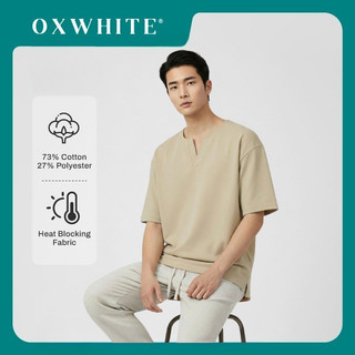Oxwhite Men Oversized V-Neck Notch Tee