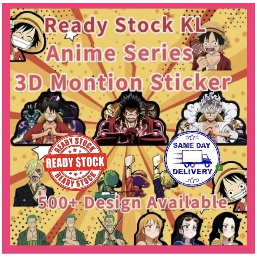 3D Motion อะนิเมะสติกเกอร์ One Piece แล็ปท็อปกันน้ําตกแต่งสติกเกอร์ 3D