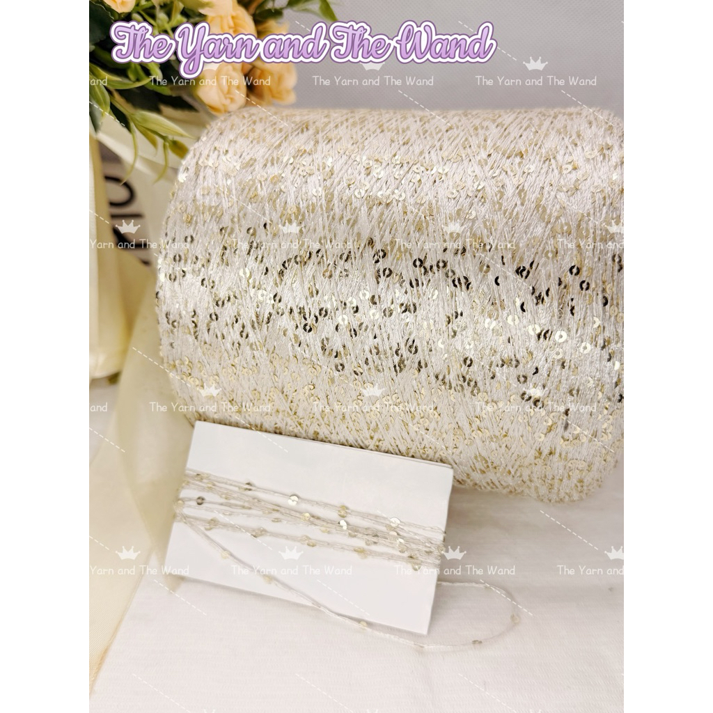 Stok sedia Special Yarn เลื่อมเส้นด้ายลูกปัด 100g 亮线珠片线特色线