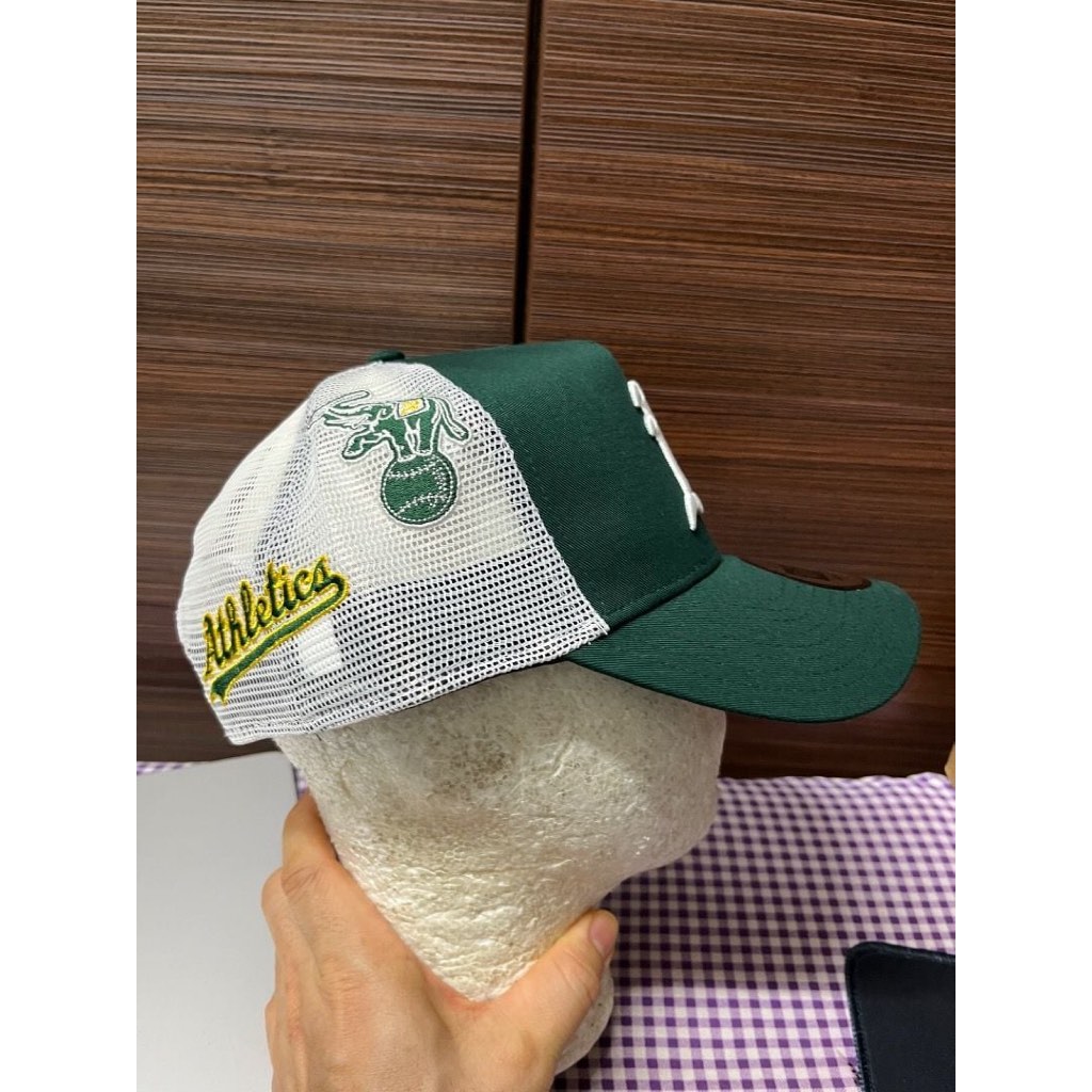 NE Trucker Oakland Athletics AOP Evergeen หมวกเบสบอล Snapback แบบปรับได้
