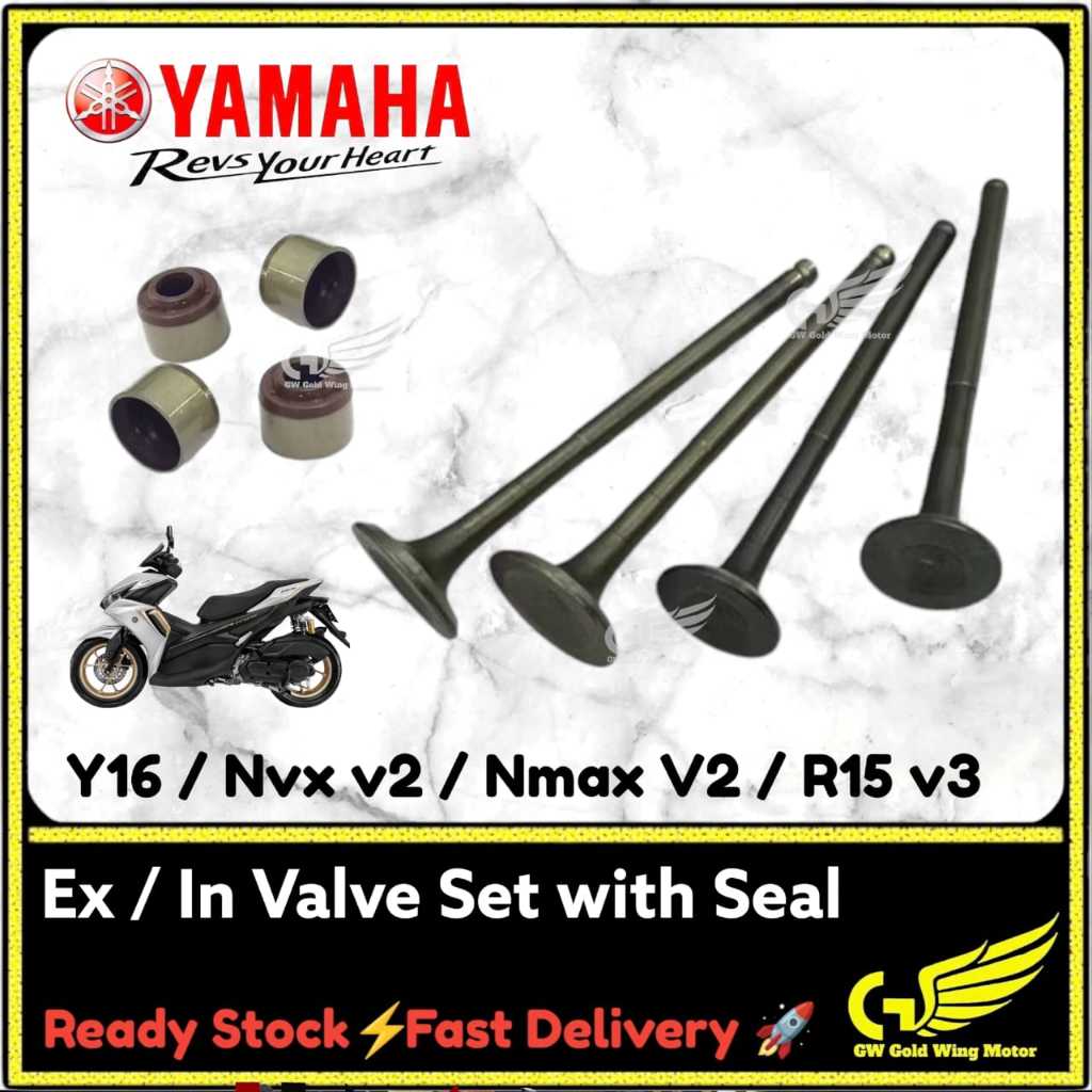 (COMBO 2IN1 ) YAMAHA Y16 BK6 B3M B5V Y16ZR R15 V3 NMAX V2 NVX155 V2 ชุดวาล์วไอดีวาล์ว EXHAUST ซีลวาล