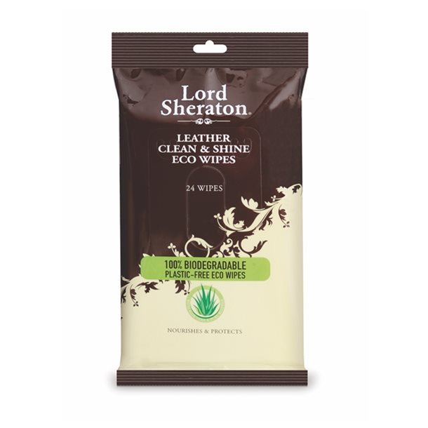 Lord Sheraton Leather Clean & Shine Eco Wipes 24s - ผ้าเช็ดทําความสะอาดอีโคพลาสติกย่อยสลายได้ 100%