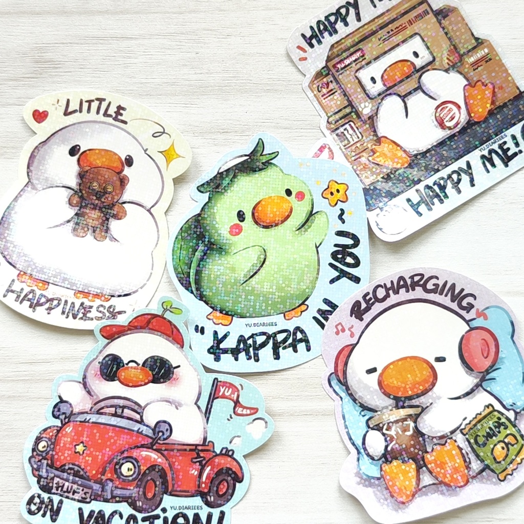 Fluf Kopi Duck สติกเกอร์ไดคัท Flakes Mini สติกเกอร์แผ่น Storefront Cafe House สติกเกอร์เป็ดน่ารัก