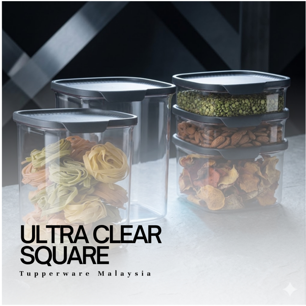 Tupperware Ultra Clear Square 825ml/ 1.7L/ 3.6L