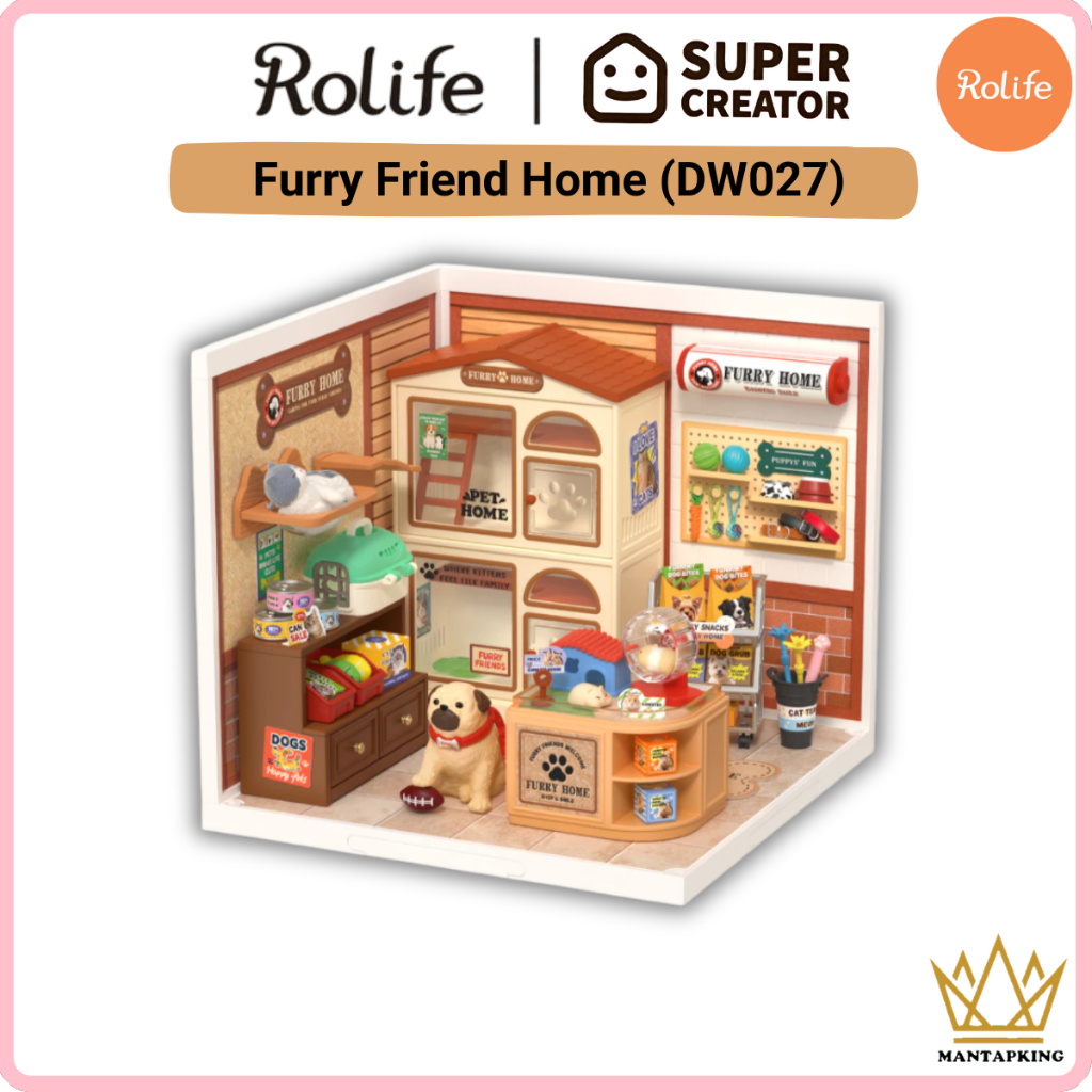 Robotime Rolife DIY Plastic Miniature House Kit Super Creator Series - Furry Friend Home (DW027)