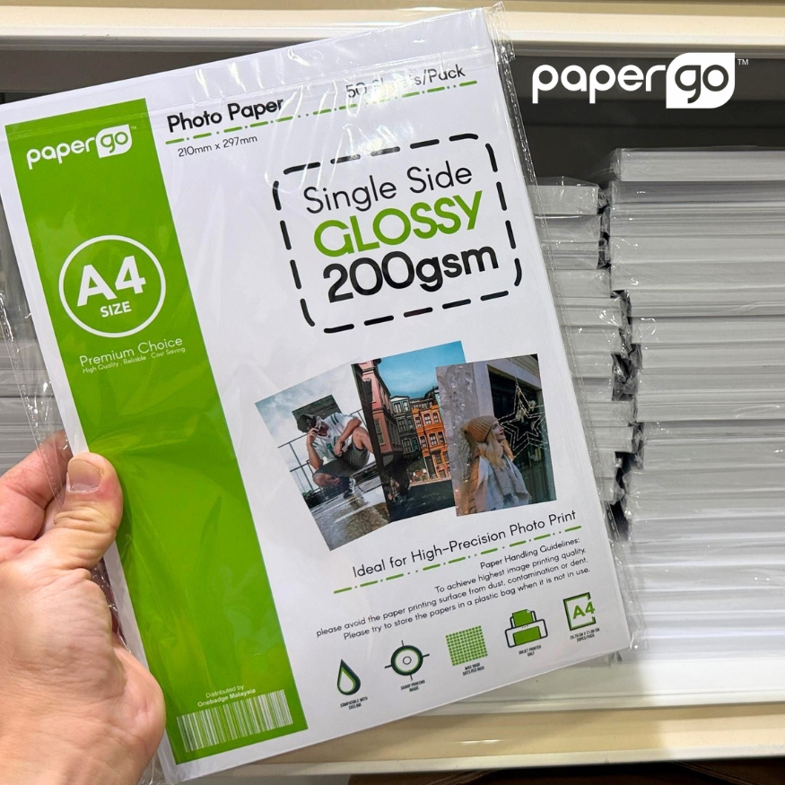 กระดาษภาพถ่ายอิงค์เจ็ท-เคลือบเงาด้านเดียว 200 แกรม (50 ชิ้น/แพ็ค) 50 ชิ้น A4 ขนาด 200 แกรม กระดาษภาพ