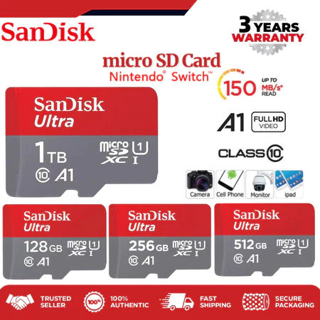 SanDisk Ultra SD การ์ด 128GB การ์ดหน่วยความจํา sd การ์ด PRO C10 140 เมกะไบต์/วินาที 128GB 256GB 512G