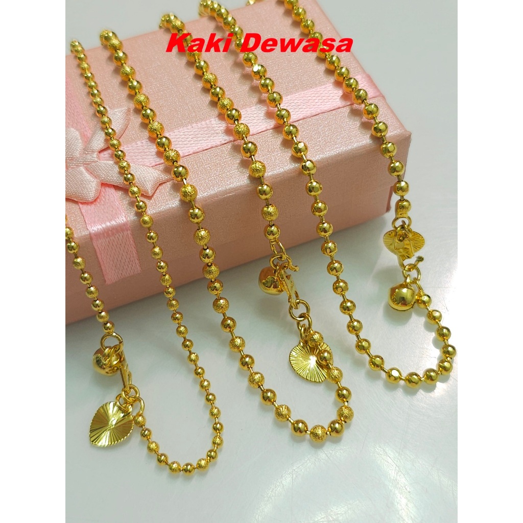 Emas เกาหลี Gelang Kaki Bola Rantai Kaki ผู้ใหญ่ / กําไลข้อเท้าชุบทองสําหรับสุภาพสตรีผู้หญิง