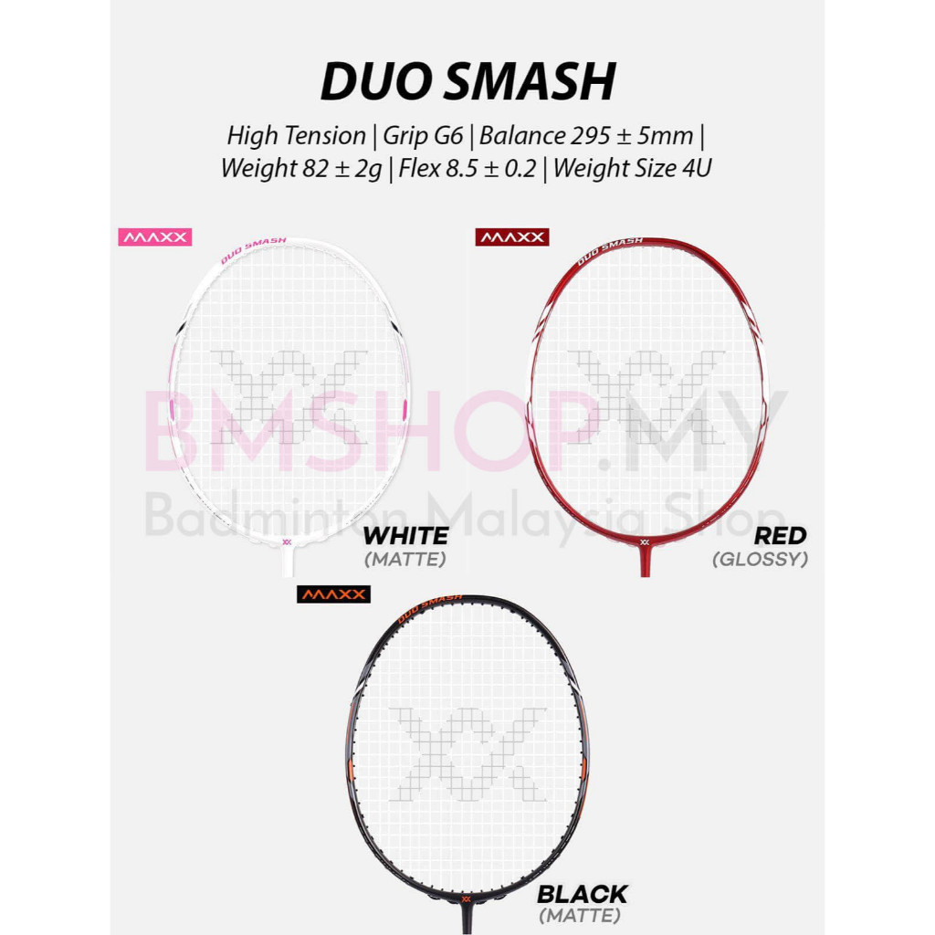 ไม้แบดมินตัน MAXX Duo Smash (บริการร้อยเชือกฟรี แถมสาย Maxbolt MBS20 & Grip)