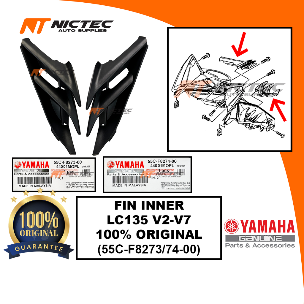 YAMAHA FIN ภายใน PANEL KUNCI LC135 V2 V3 V4 V5 V6 V7 55C-F8273-00 55C-F8274-00