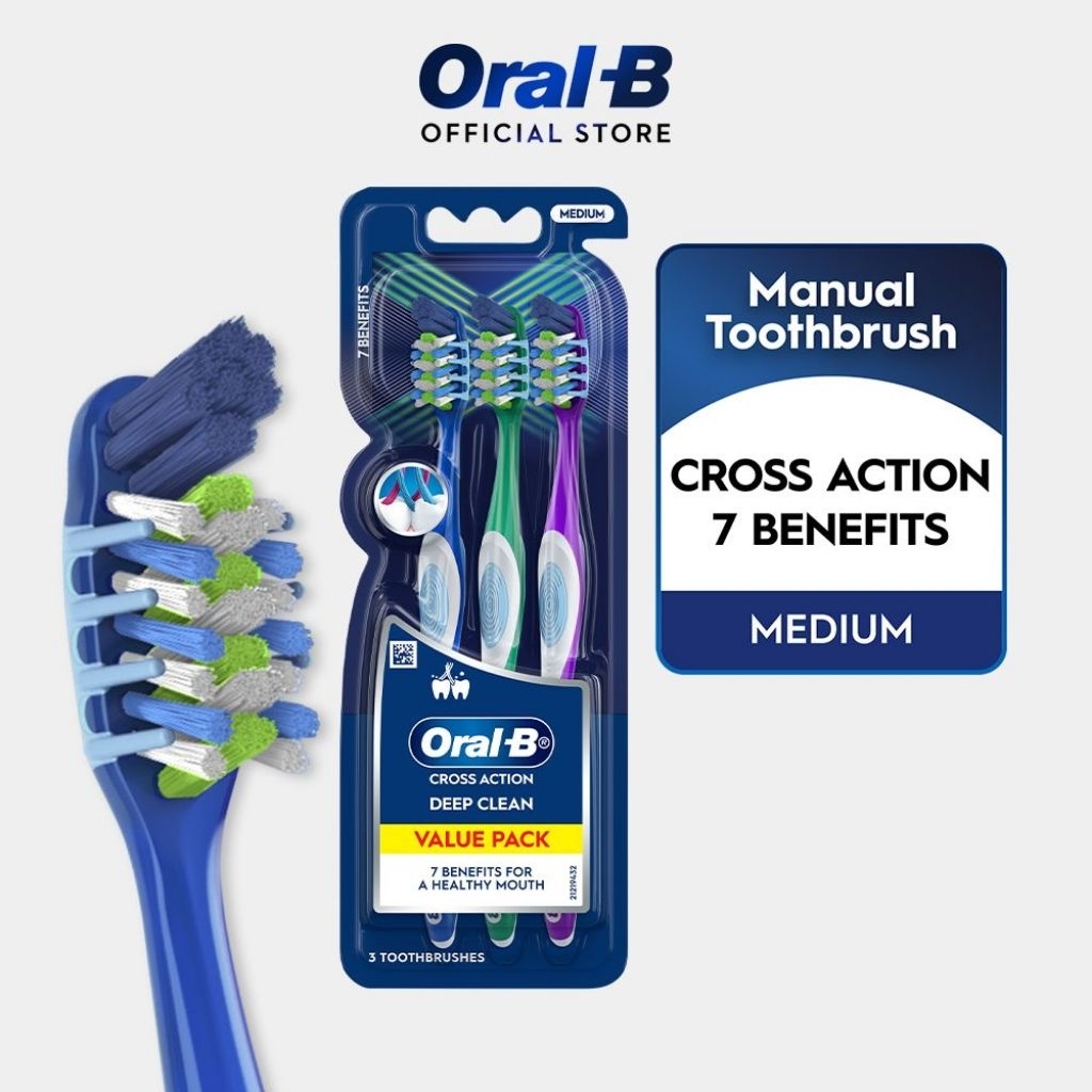 Oral B Pro Health 7 Benefit (ขนาดกลาง) แปรงสีฟันแบบแมนนวล 3 ชิ้น