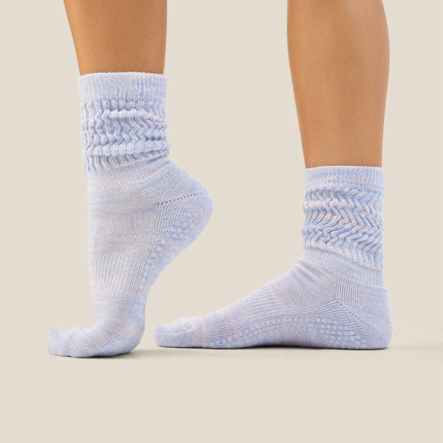MoveActive Pilates - Scrunch Grip Socks - Blue Pink Marle Pilates