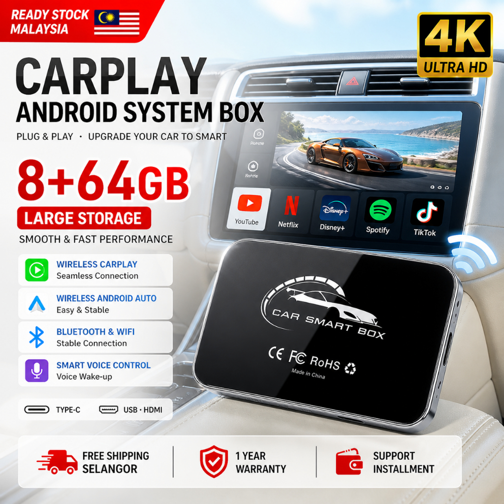 8+64G CarPlay AI Box Carplay อะแดปเตอร์ CarPlay ไร้สาย Android Auto Smart Box Plug Play Car AI Box