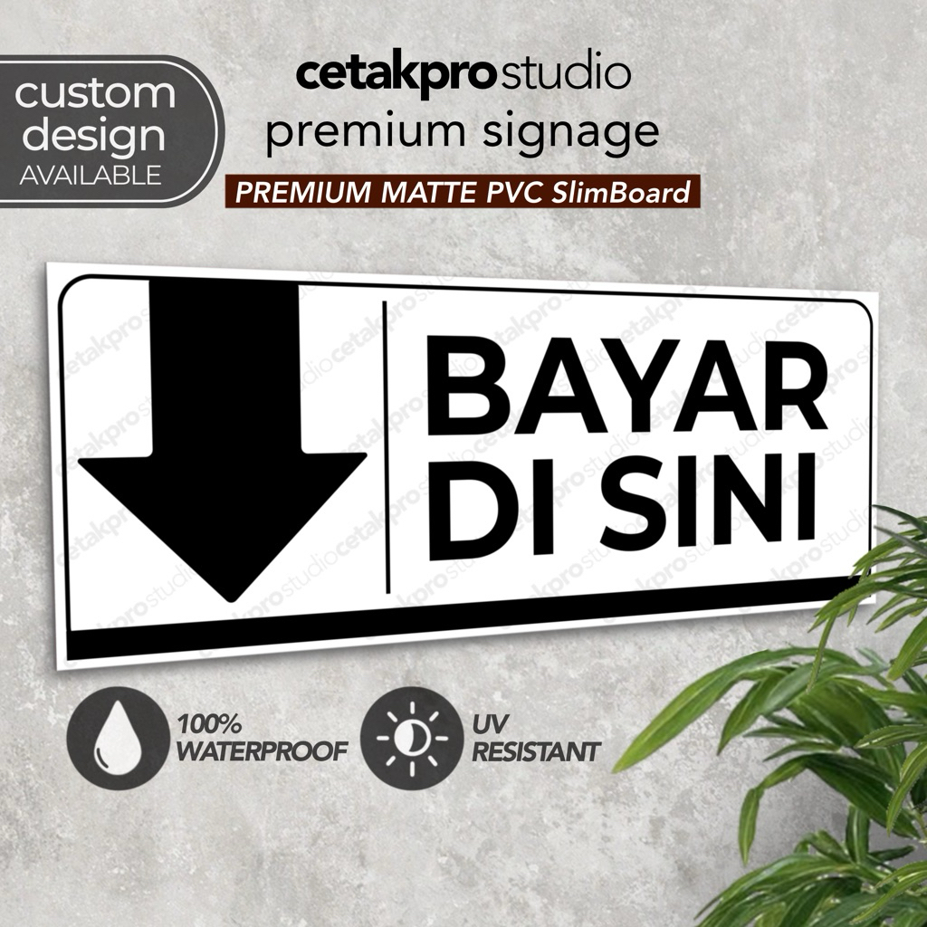 ป้าย Pay Here, Bayar Di Sini, Order Here, Pick Up Here, Order and Pay ที่นี่, บอร์ดป้ายคุณภาพสูงกันน