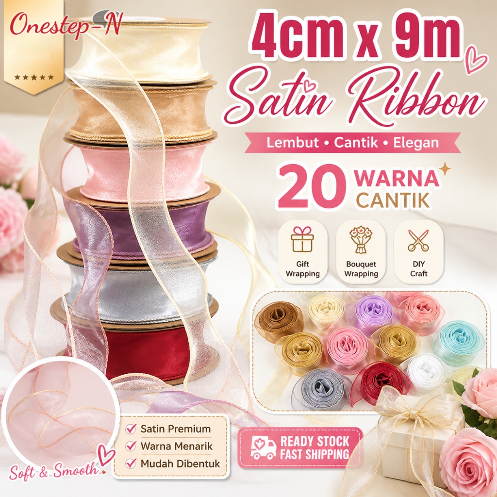 1 ม้วนจีบหางปลา Organza ริบบิ้น Reben Ekor Ikan สําหรับช่อดอกไม้กล่องตกแต่งงานแต่งงานวันเกิด