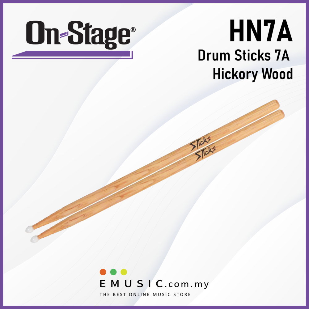 On Stage HN7A Drum Sticks 7A Hickory Wood Nylon Tip (1 คู่)