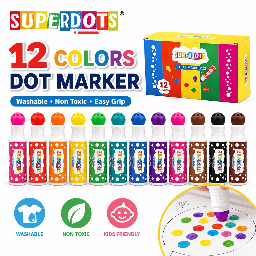 SUPERDOTS Dot marker Kids Art Painting DO-A-DOT Art Washable Kids Dot Marker กิจกรรม Montessori เด็ก