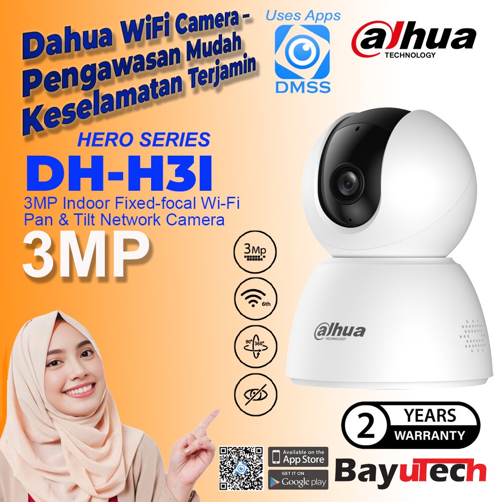 DAHUA Hero H3I 3MP Wifi กล้อง DMSS PTZ 2 Way Talk Humen ติดตาม Night Vision กล้องวงจรปิด 2 Way Talk