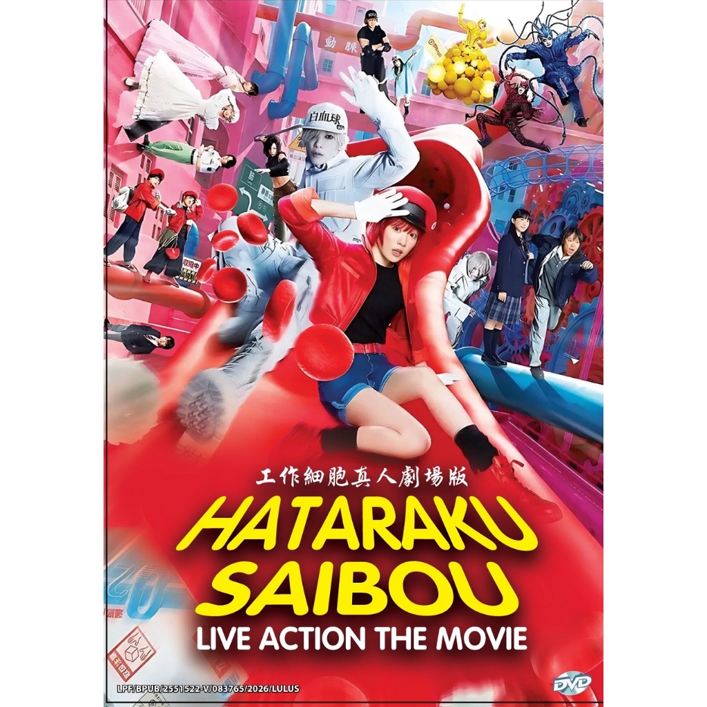 DVD ภาพยนตร์ญี่ปุ่น Hataraku Saibou aka Cells at Work! (2024 ฟิล์ม) 工作品尺寸真人