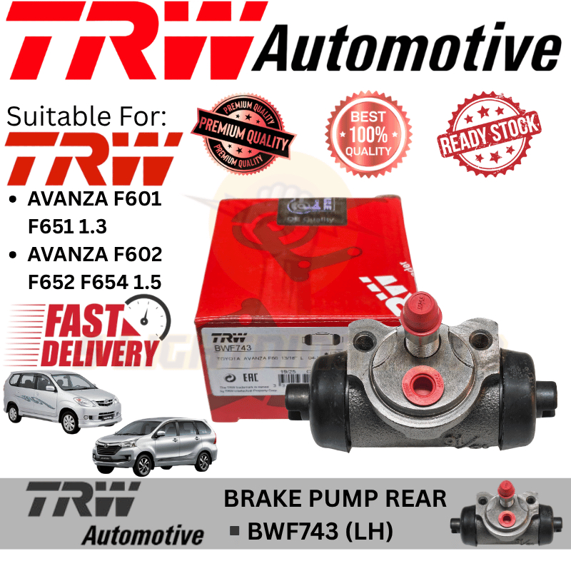 (BWF73) (LH) ปั๊มเบรก TRW ด้านหลัง TOYOTA AVANZA F601 F651 1.3, AVANZA F602 F652 F654 1.5