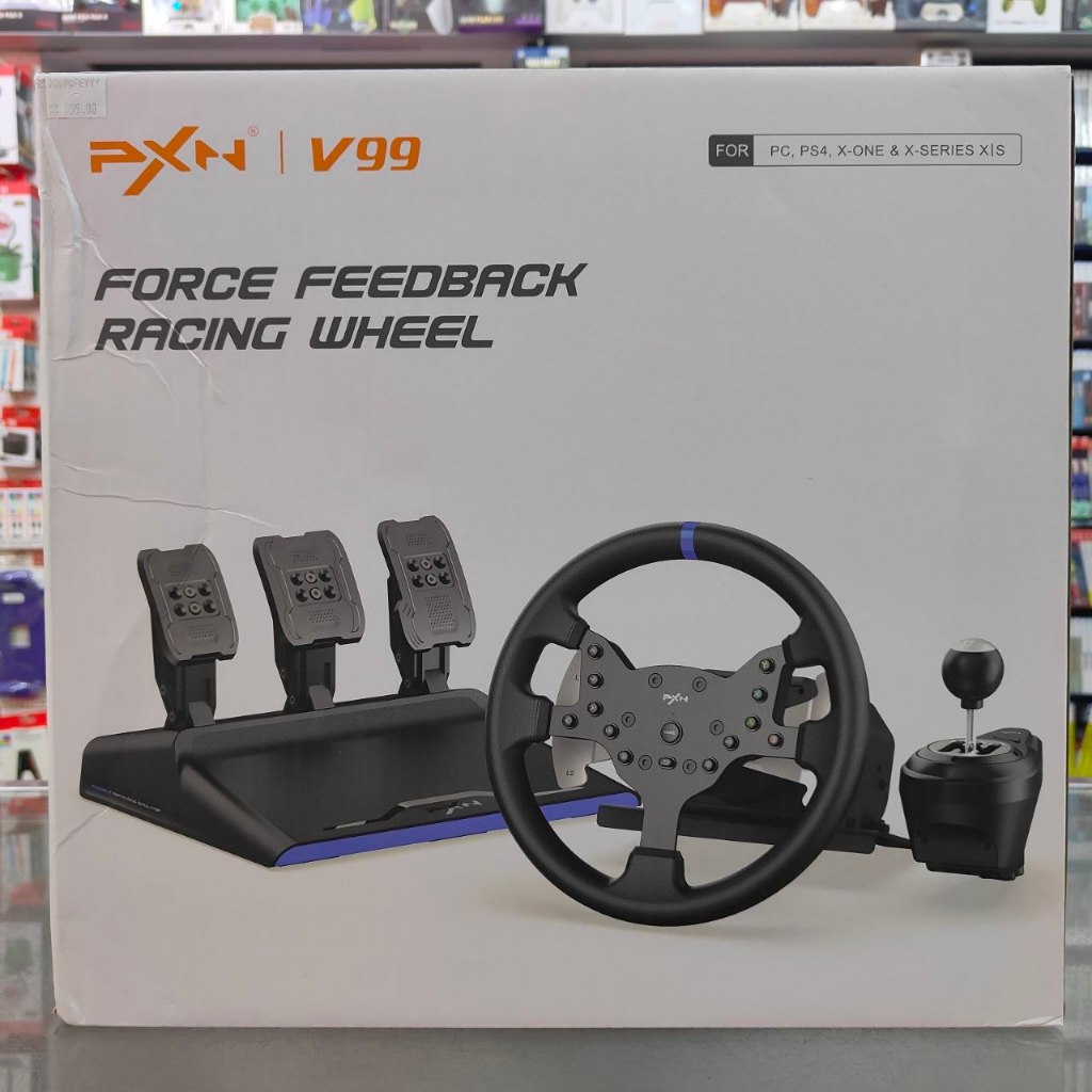 PS4, PC, XBOX ONE, XBOX SERIES X / S PXN V99 FORCE FEEDBACK RACING WHEEL ใหม่