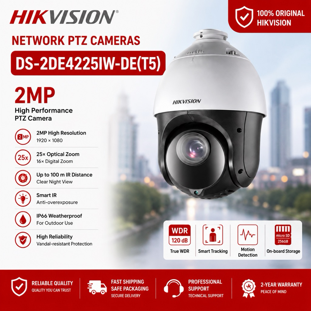 HIKVISION DS-2DE4225IW-DE(T5) 2MP PTZ 25X ขับเคลื่อนโดย DarkFighter IR Network Speed Dome