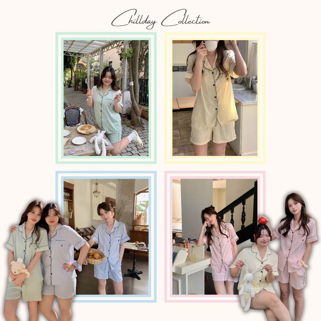 Chillins Women Comfy Pyjamas Short Sleeve Pants Chillday Collection (สั้น)