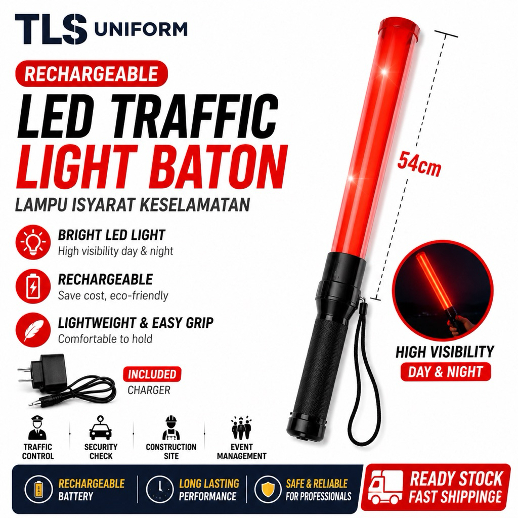การจราจร LED แบบชาร์จไฟได้ 54 ซม. Baton Light Bar แผนที่ความปลอดภัย Light Bar night Light Bar กระบอง