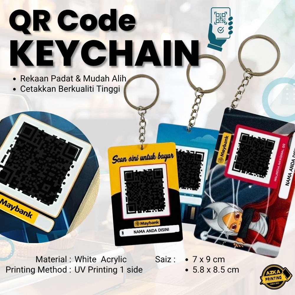 KEYCHAIN QR CODE MINI KEYCHAIN QR ACRYLIC UV PRINT KEYCHAIN