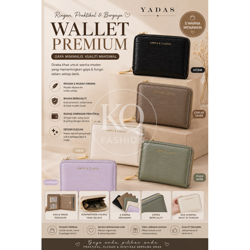 WC-67 Zip Lanyard Kad Dompet Berkualiti Beg duit wanita Viral Dompet Perempuan กระเป๋าสตางค์ผู้หญิง 