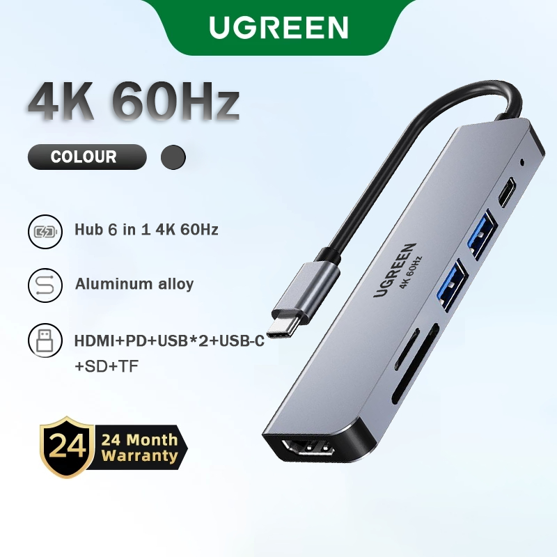 UGREEN Usb C Hub 4K60Hz HDMI 5in1/6in1/7in1 Hub 100W USbC อะแดปเตอร์มัลติฟังก์ชั่นสําหรับ MacBook Pr