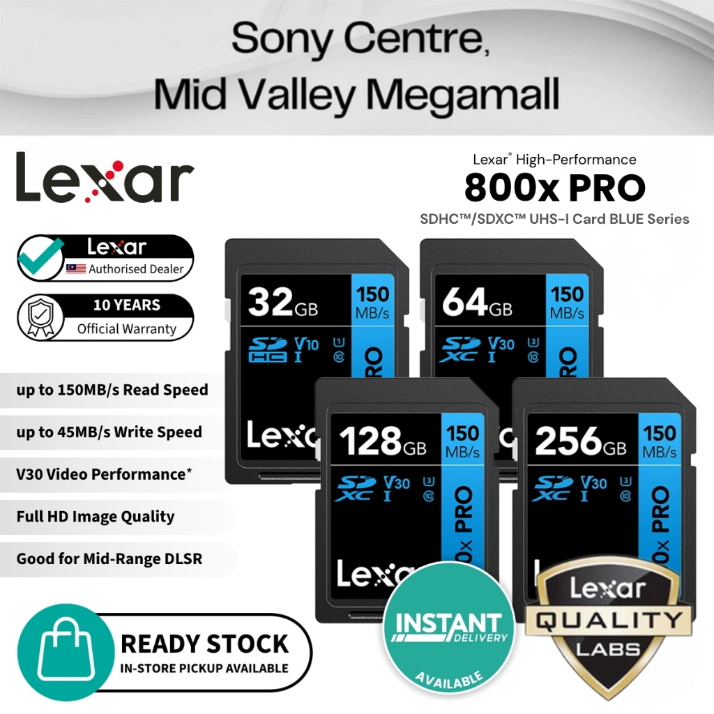 Lexar 800x Pro SD Card Blue Series UHS-I V39 U3 4K 150MB/s