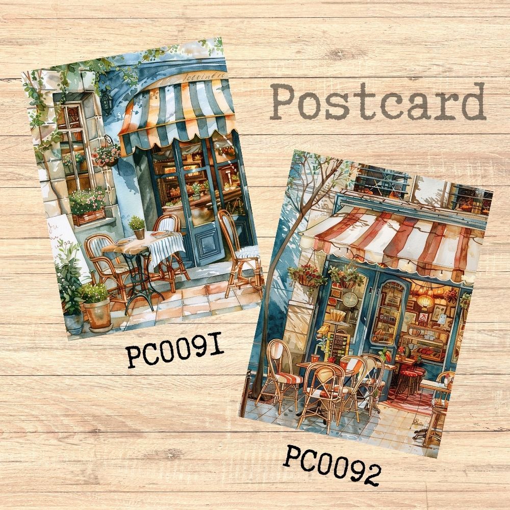 โปสการ์ด Poskad Postcrossing Street Cafe 2 Art