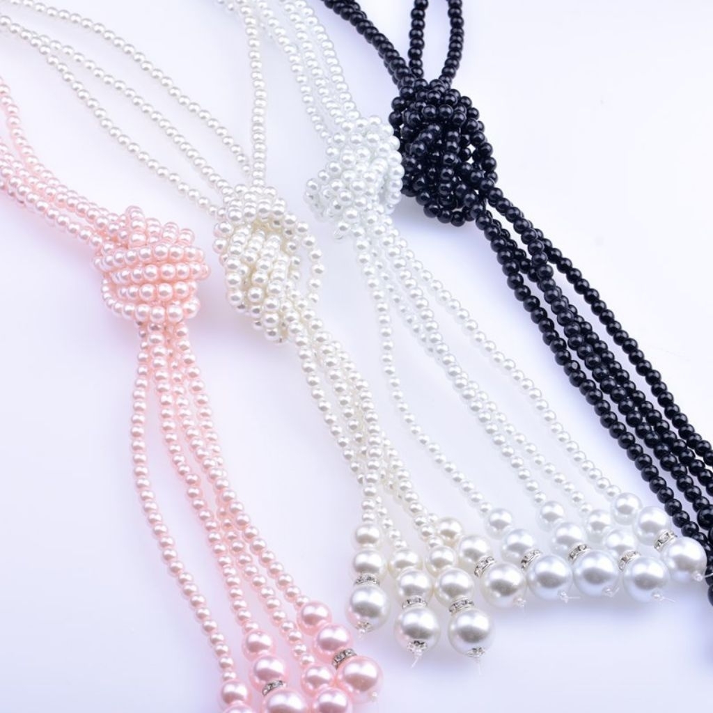 LZ Rantai Mutiara Panjang สร้อยคอพู่มุกยาว 1 & 2 Strand สร้อยคอแฟชั่น FP23