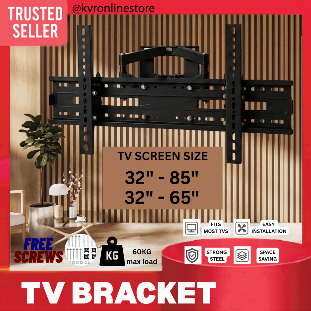 TV Wall Mount Bracket Fixwall 32-85 นิ้ว & 32-65 นิ้ว Heavy Duty Swivel Tilt VESA Max 60 กก./เบรค TV