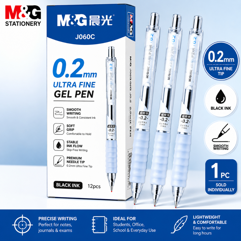 M&G J060C ปากกาเจล 0.2 มม.หมึกสีดําละเอียดพิเศษปากกาสอบเขียนเรียบปากกานักเรียน [1 PC]