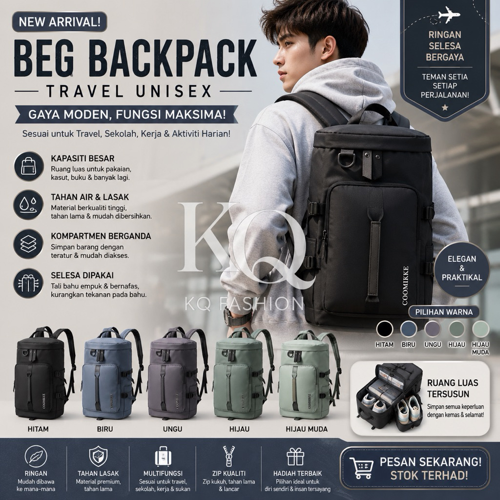 PREMIUM QUALITY GRADE A JP-1012 Japan Fashion Camping Backpack Backpack Bagpack Beg galas Beg bolaka