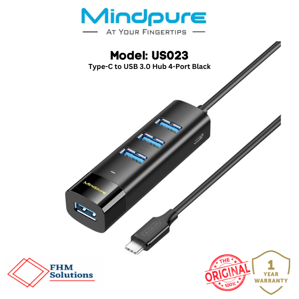 MINDPURE US023 Type-C to USB 3.0 Hub 4-Port สีดํา