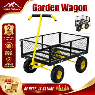 WTHB Heavy Duty Garden Wagon Cart Utility Trolley Outdoor Garden Cart Wheelbarrow Trailer Folding Cart Net Car Truck