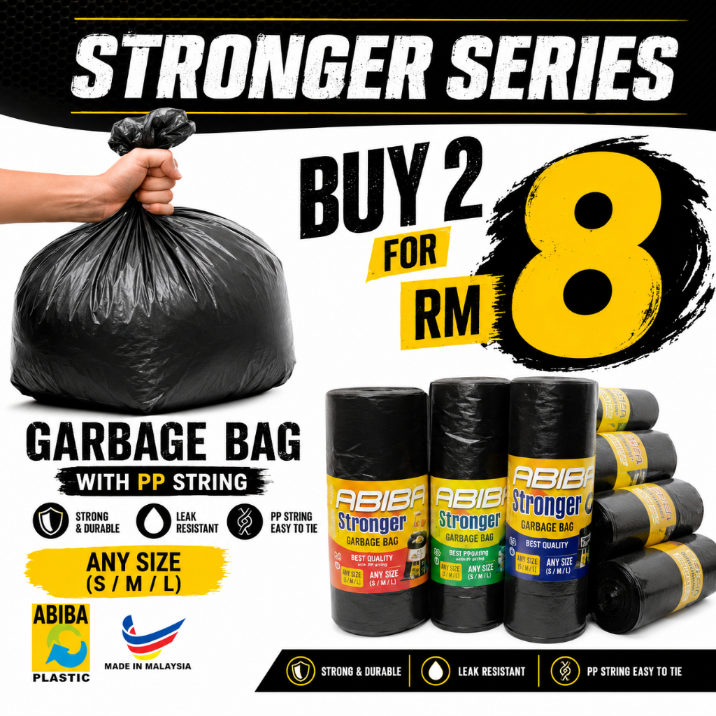 ถุงขยะ (ขนาด S/M/L) Aba - Strong Series (Thick & Strong) กระเป๋า Sampah