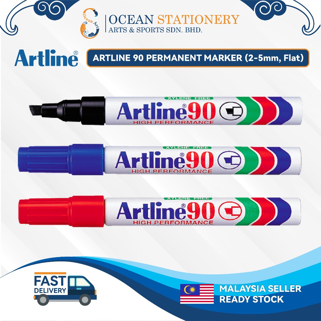 ARTLINE 90 PERMANENT MARKER กันน้ํารีฟิล (2-5mm, Flat) จุดกลาง